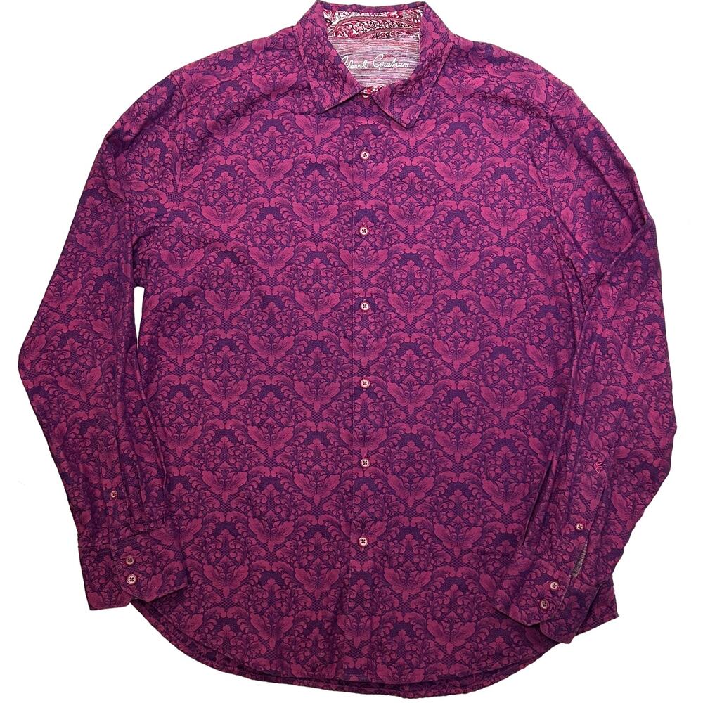 Robert Graham Long Sleeve Pink & Purple Print Button-Up Shirt size XL